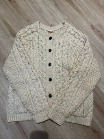 haco! 하코 크로 셰 뜨개질 가디건 아이보리 큼직하게 짠