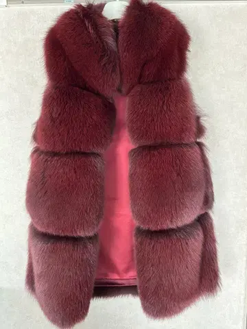 와인 레드 퍼 베스트 사이즈 F