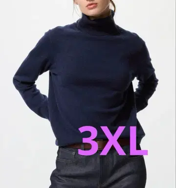 유니클로 캐시미어 터틀넥 스웨터 3XL 네이비