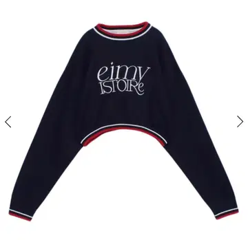 eimy istoire 로고 숏 풀오버 니트 네이비