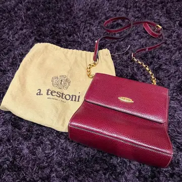 a. testoni 버건디 가죽 숄더백