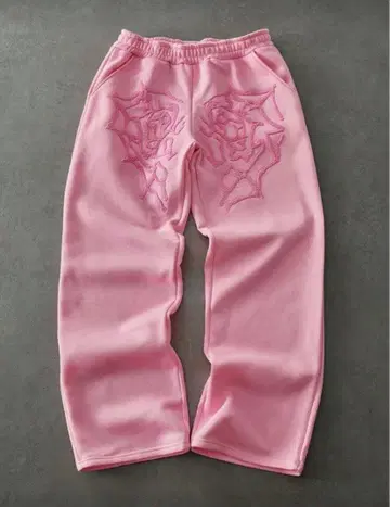 [ 새상품 ] 핑크 맨투맨 팬츠 자수 스트릿 y2k 하트 거미줄