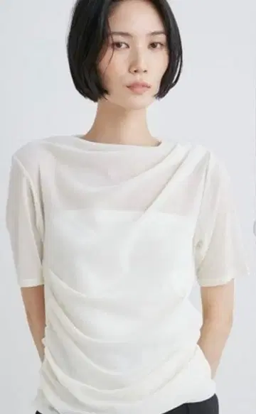 [ MIESROHE ] 플로키 튤 반팔 상의