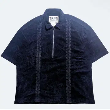 TIGHTBOOTH / 벨벳 지퍼 셔츠 네이비