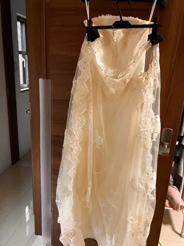 AIMER 드레스 아이보리 스트랩리스 머메이드 웨딩 드레스