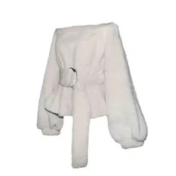 S off shoulder faux-fur tops White