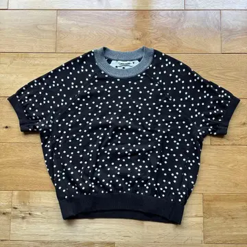 도트 무늬 반팔 니트 일본제