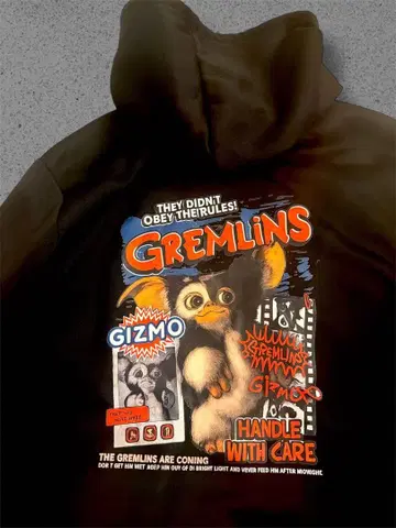[레어 패턴] 그렘린 기즈모 후드티 XL 영화 블랙 빅 실루엣