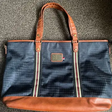 네이비 브라운 토트백