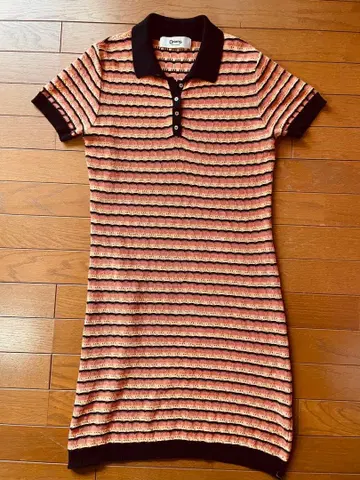Orians 스트라이프 니트 폴로 원피스