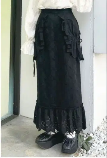 merry jenny 레이스 콤비 스커트 블랙