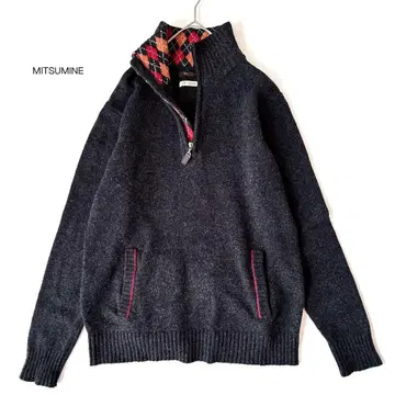 [새상품급] 미츠미네 하프 지퍼 하이넥 니트 이탈리아 수입 얀