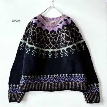 [미사용] CPCM 시피시엠 핸드니트 울 100% 노르딕 무늬