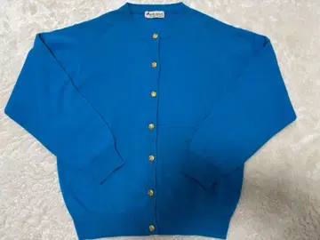 캐시미어 100% FIVE JAPAN 블루 가디건 골드 버튼