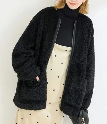 B.C STOCK 컬리 보아 노카라 오버 블루종 블랙