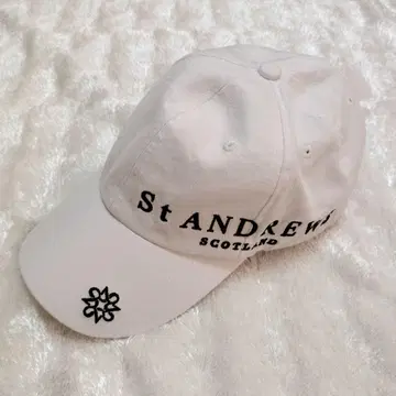 St ANDREWS 골프 캡 프리 사이즈 화이트 블랙 자수