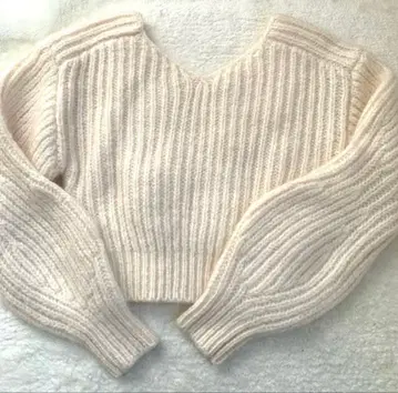 snidel 아이보리 V넥 리브 니트