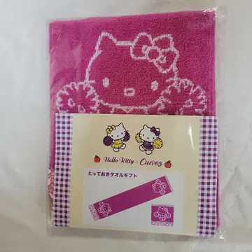 Curves 커브스 헬로키티 타월 핑크 [ 특별한 타월 기프트 ]