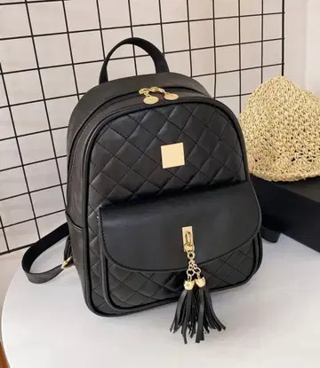 블랙 퀼팅 백팩