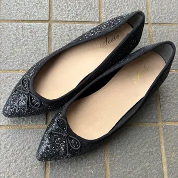 글리터 블랙 발레 슈즈 24.5cm