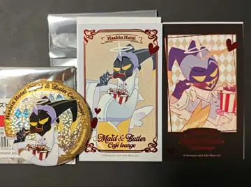 해즈빈 호텔 애니메이트 카페 아담 캔뱃지 금박 카드 3점