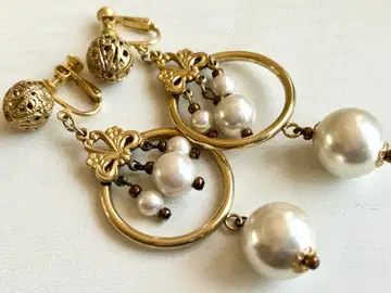 골동품 코스튬 주얼리 후프 시스루 장식 vintage 귀찌