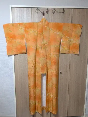 오렌지 초화 무늬 코몬 기모노