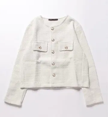 화이트 노카라 자켓 트위드풍