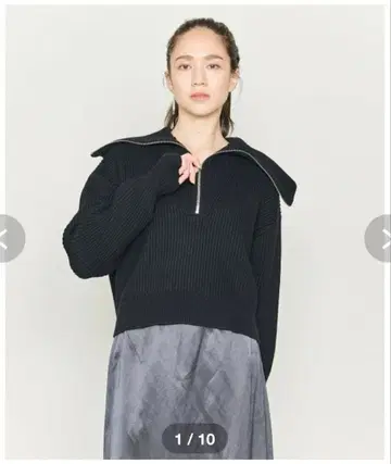 ASTRAET 아제 하프 지퍼 하이넥 니트