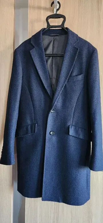 네이비 싱글 브레스 코트 겨울용