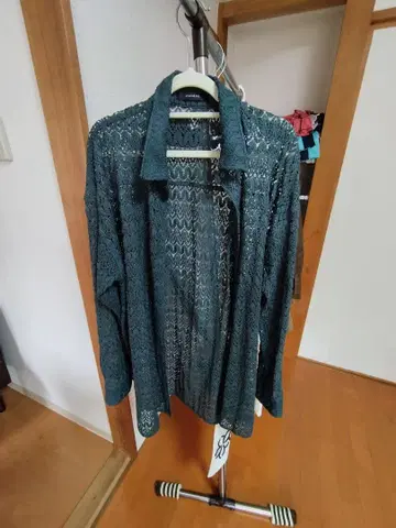 JEANA SIS 다크 그린 레이스 셔츠