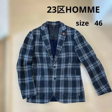 23구 HOMME 체크 긴팔 자켓 그레이 M