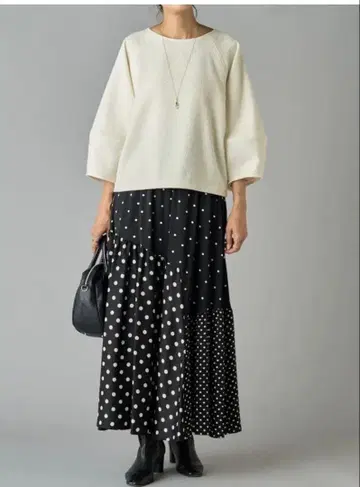 스테디셀러 비어즐리 beardsley 도트 패치워크 롱 스커트