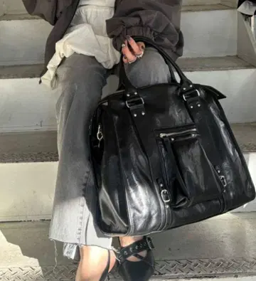 미사용 JEANASIS 앤티크 인조 가죽 토트