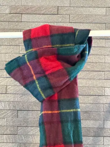 빨간색 그린 체크 무늬 울 머플러