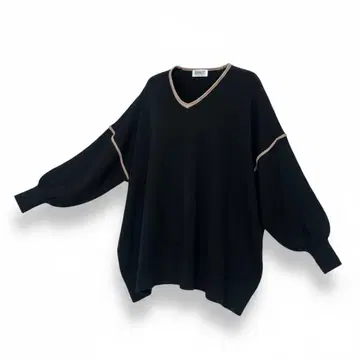 캐주얼 니트 스웨터 V넥 블랙