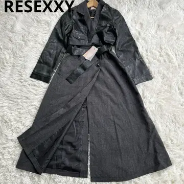 [ 새상품 ] RESEXXY 가죽 도킹 롱 코트 라이더 트렌치코트