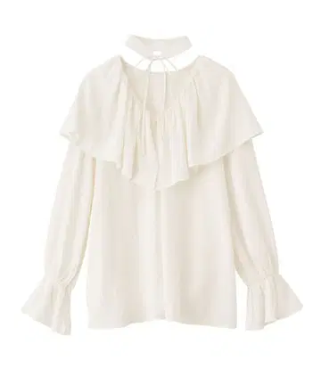 LILLIAN CARAT 초커 세트 케이프 프릴 블라우스