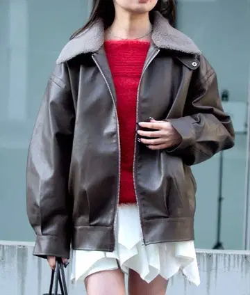 레이 카즌 퀼팅 충전솜 가죽 블루종