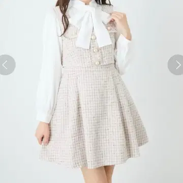 Ark Rouge 트위드 SET/UP JSK 점프 스커트 핑크