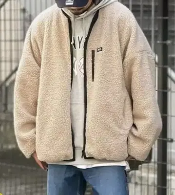 Java 콜라보 베이지 2way 리버서블 보아 블루종