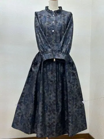 기모노 리메이크 오시마 명주 원피스 앞 버튼 L 사이즈