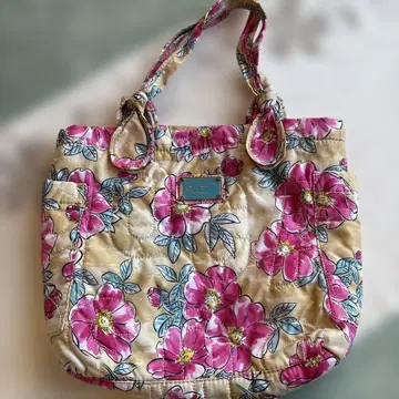 핑크 꽃무늬 퀼팅 토트백