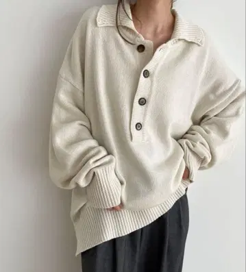 El mar(엘마르) 오버사이즈 폴로 니트