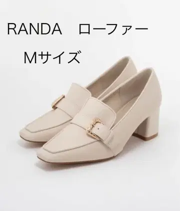 RANDA 퀼팅 버클 힐 로퍼 M 사이즈 아이보리