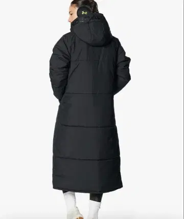 언더아머 블랙 후드 부착 롱 다운 자켓