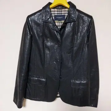 블랙 가죽 자켓 체크 안감