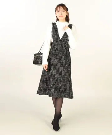 새상품 레스 빠세 / 트위드 오버롤 스커트