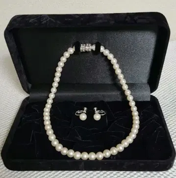 펄 목걸이 & 귀찌 세트 마그넷 클로징 [ 박스 없음 200엔 할인 ]