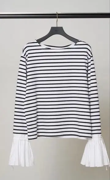 Mewl 셔츠 슬리브 보더 TOPS